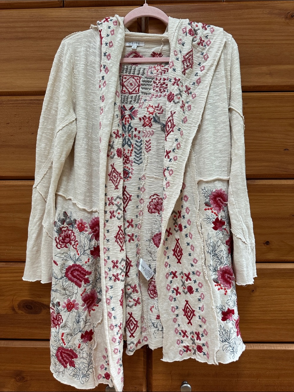 Beautiful, floral, hooded cardigan.